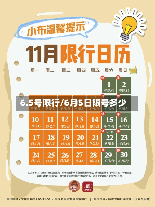 6.5号限行/6月5日限号多少