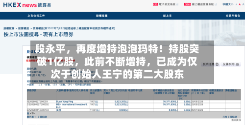 段永平，再度增持泡泡玛特！持股突破1亿股，此前不断增持，已成为仅次于创始人王宁的第二大股东-第2张图片