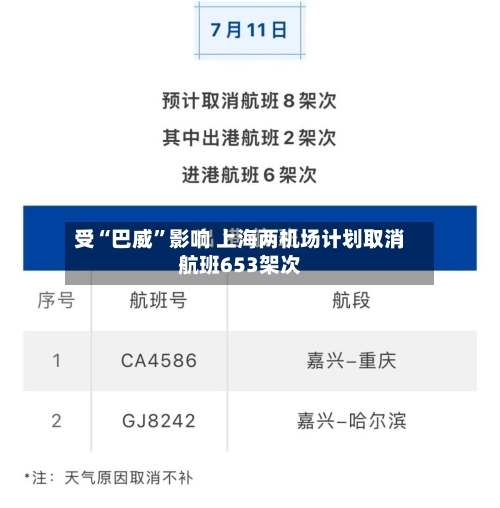 受“巴威	”影响 上海两机场计划取消航班653架次-第3张图片