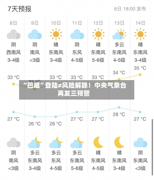 “巴威”登陆≠风险解除！中央气象台再发三预警