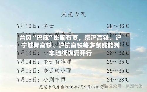 台风“巴威	”影响有变	，京沪高铁、沪宁城际高铁	、沪杭高铁等多条线路列车陆续恢复开行-第2张图片