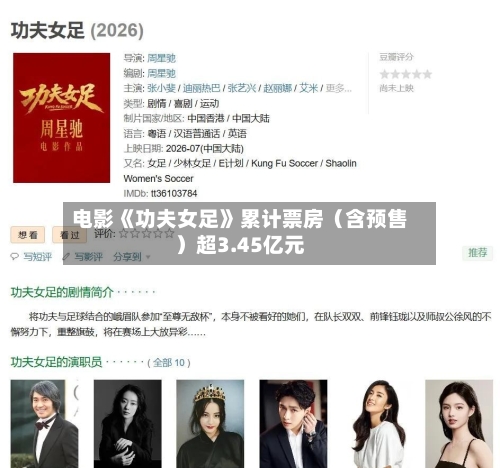 电影《功夫女足》累计票房(含预售)超3.45亿元