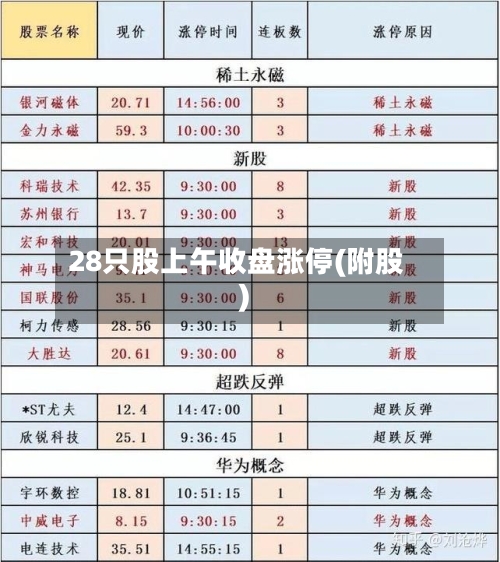 28只股上午收盘涨停(附股)-第2张图片