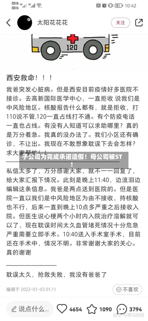 子公司为完成承诺造假!母公司被ST!