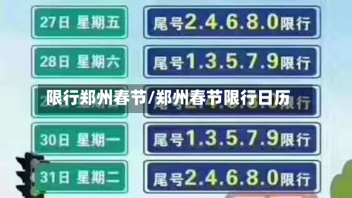 限行郑州春节/郑州春节限行日历