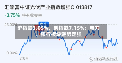 沪指跌3.05%，创指跌7.15%：电力、银行板块逆势走强