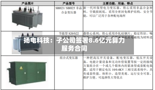 扬电科技:子公司签署8.6亿元算力服务合同