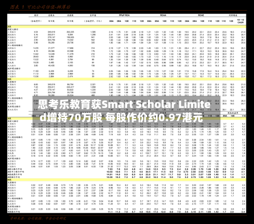 思考乐教育获Smart Scholar Limited增持70万股 每股作价约0.97港元-第1张图片