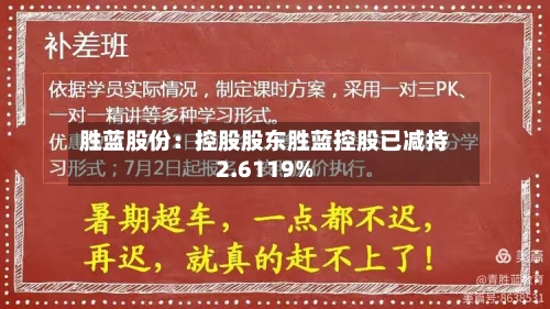 胜蓝股份：控股股东胜蓝控股已减持2.6119%-第2张图片