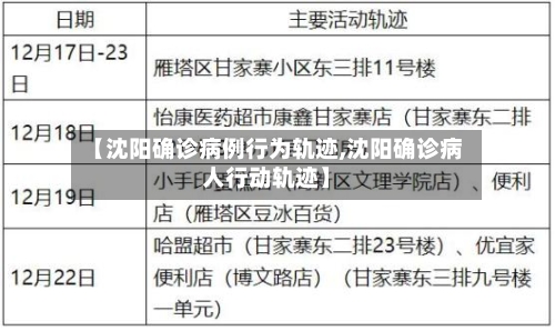 【沈阳确诊病例行为轨迹,沈阳确诊病人行动轨迹】
