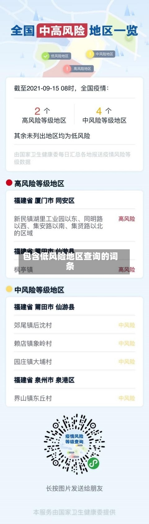 包含低风险地区查询的词条