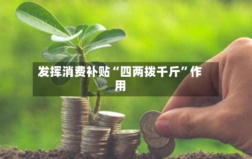 发挥消费补贴“四两拨千斤”作用