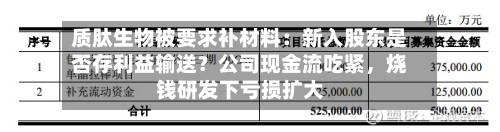 质肽生物被要求补材料：新入股东是否存利益输送？公司现金流吃紧，烧钱研发下亏损扩大-第2张图片