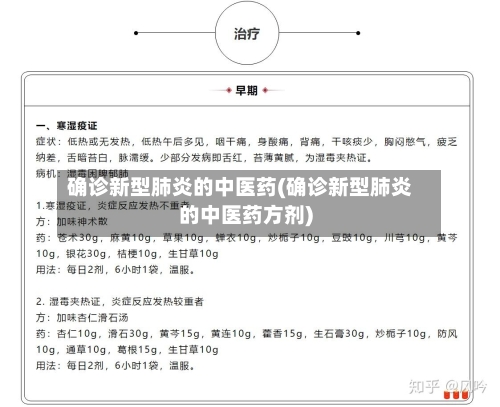 确诊新型肺炎的中医药(确诊新型肺炎的中医药方剂)