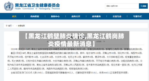 【黑龙江鹤壁肺炎确诊,黑龙江鹤岗肺炎疫情最新消息】